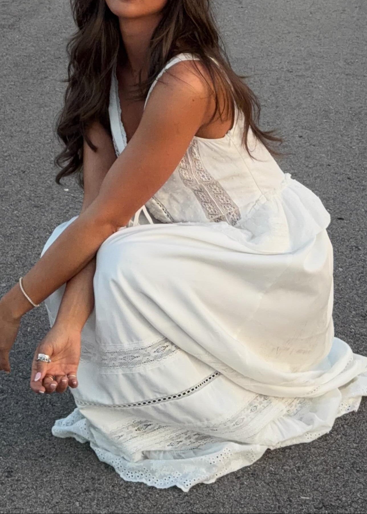 Lace Insert V-Neck Sleeveless Maxi Dress