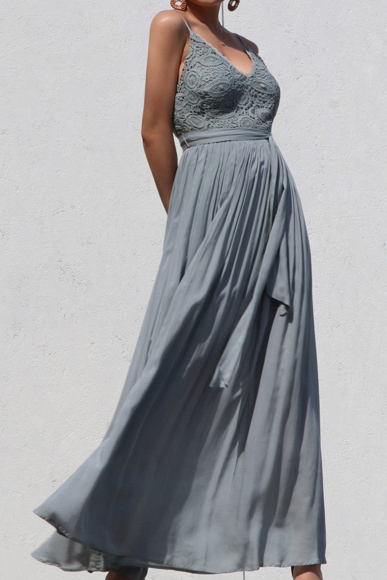 Swept Away Crotchet Lace Maxi Dress (Sage)