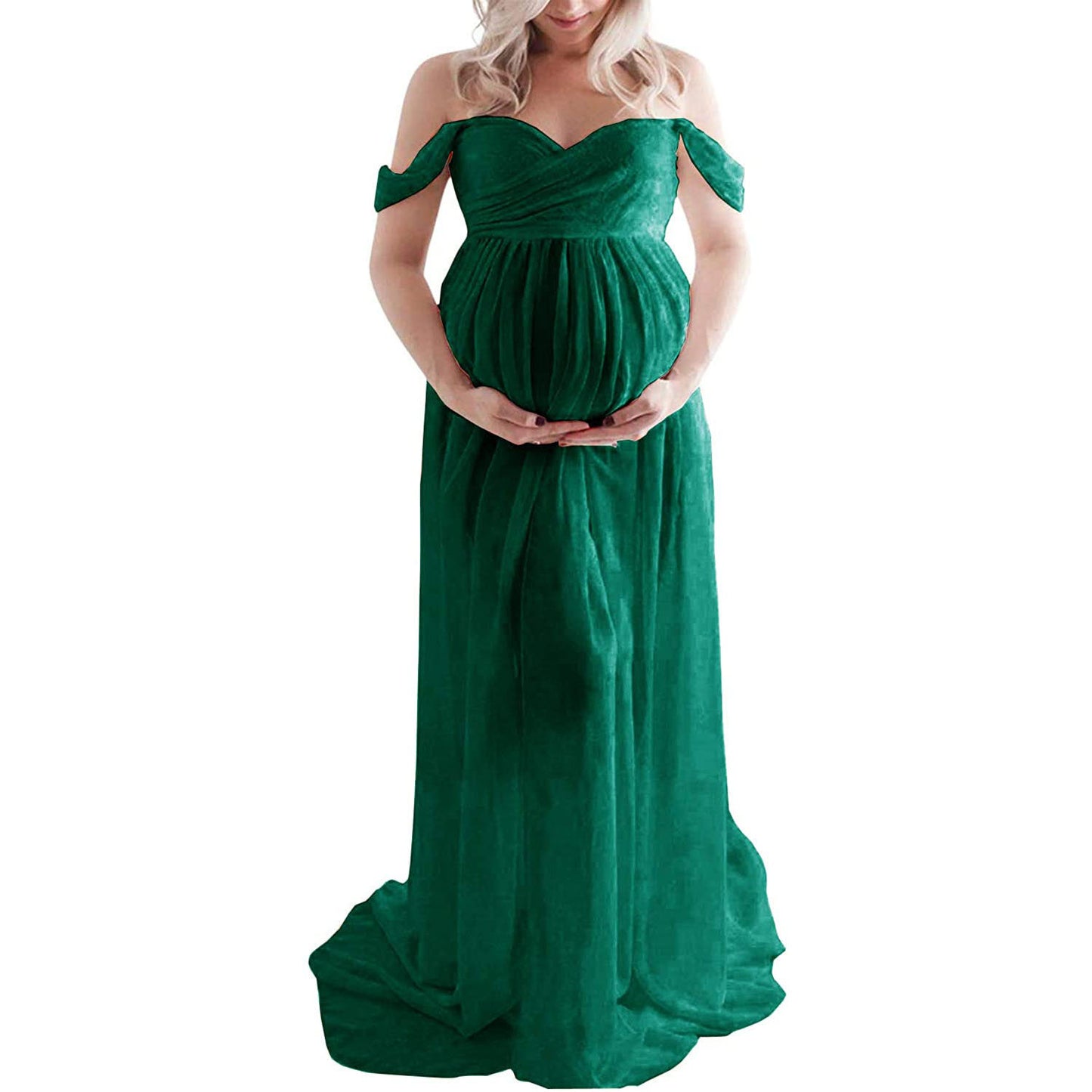 Maternity Photo Shoot Off Shoulder Chiffon Trailing Maxi Dress