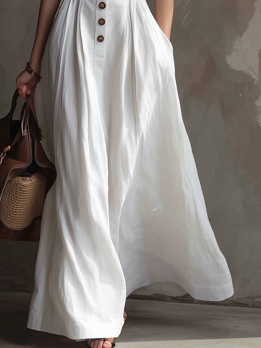 Vintage Pleated Waist Maxi Dress