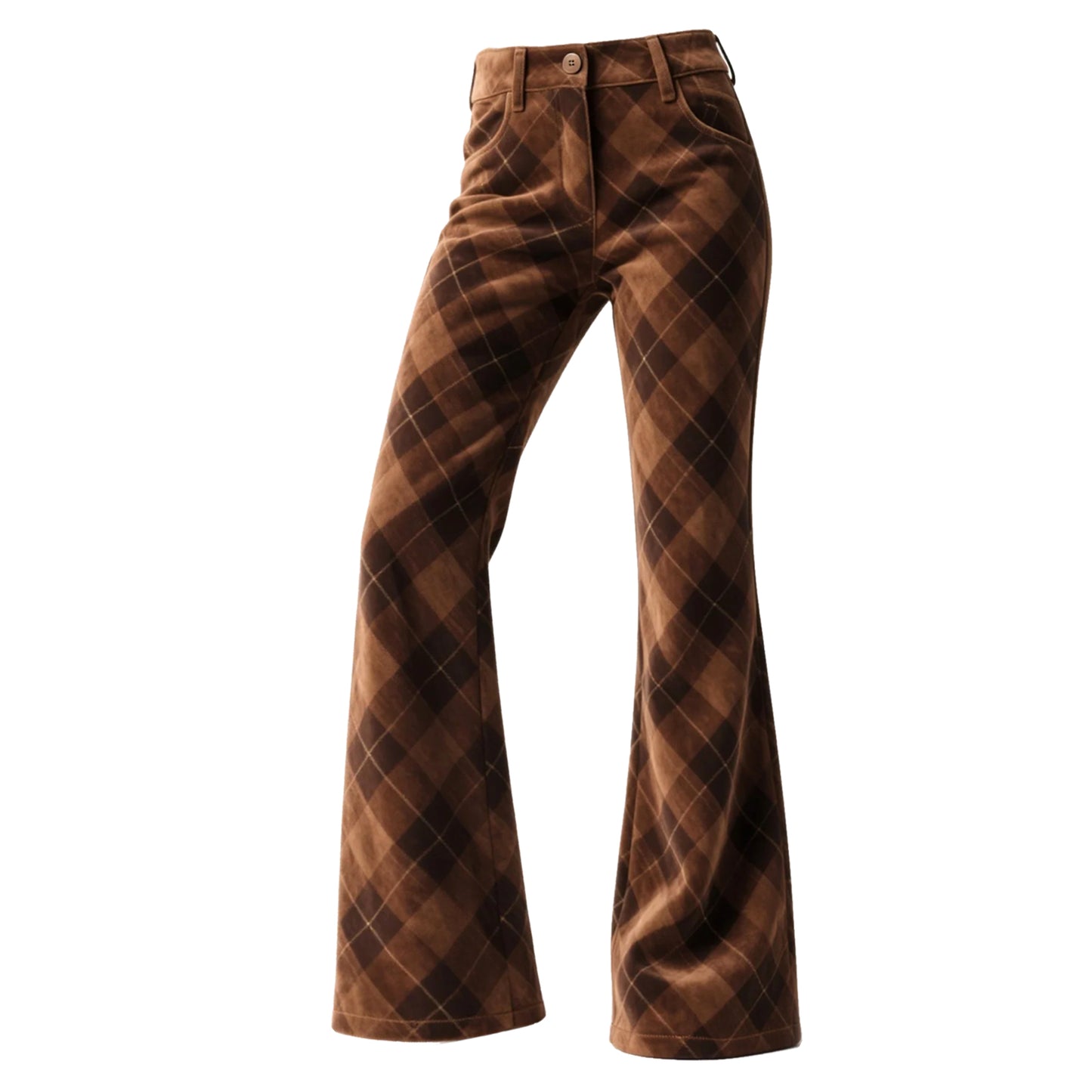 Retro Western Plaid Flared Wide-Leg Pants