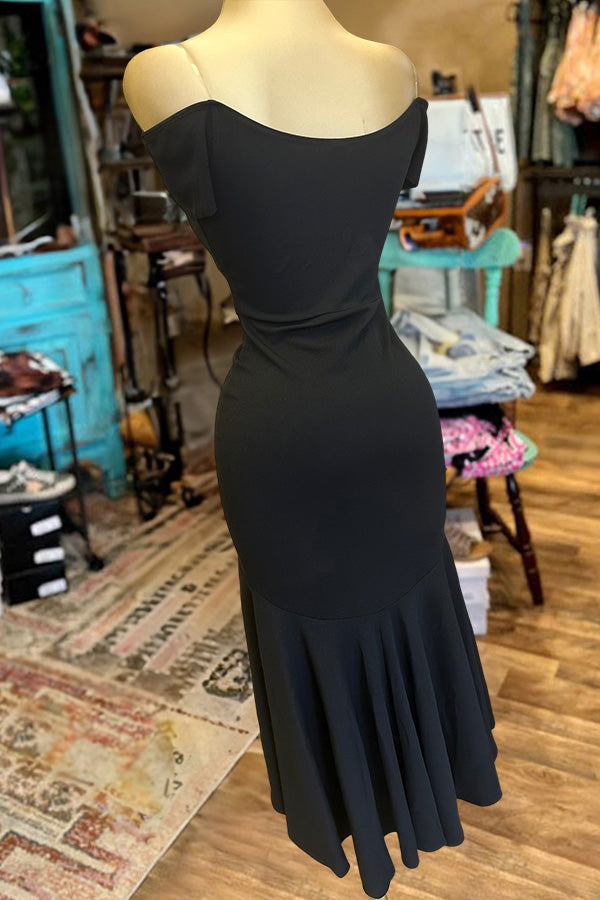 Sexy Off Shoulder Ruffle Draped Dress