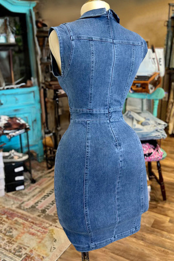 Vintage Slim Sleeveless Dress-0520