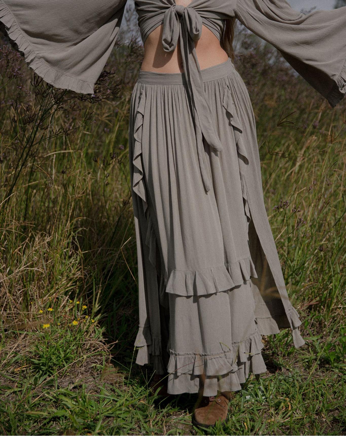 Olive Arkady Top + ArkadySkirt Two-piece Set