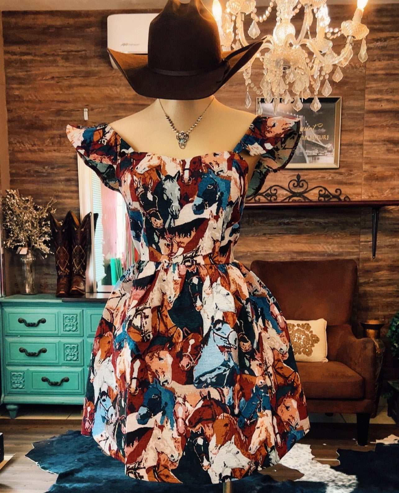 Wild Spirit Horse Print Western Mini Dress