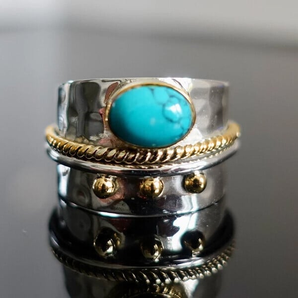 š„Last Day Promotion 70% OFF-Turquoise Wide Band Ring
