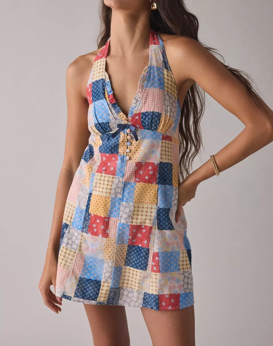 Kimchi Blue Charlotte PrintedHalter Mini Dress