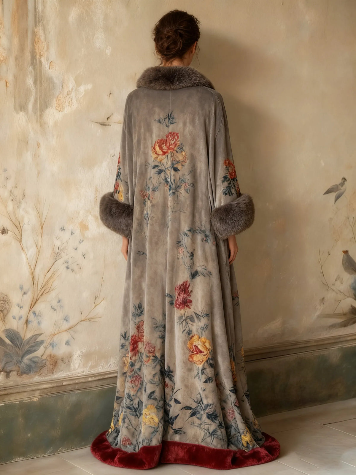 Women's autumn and winter flannel V-neck robe
