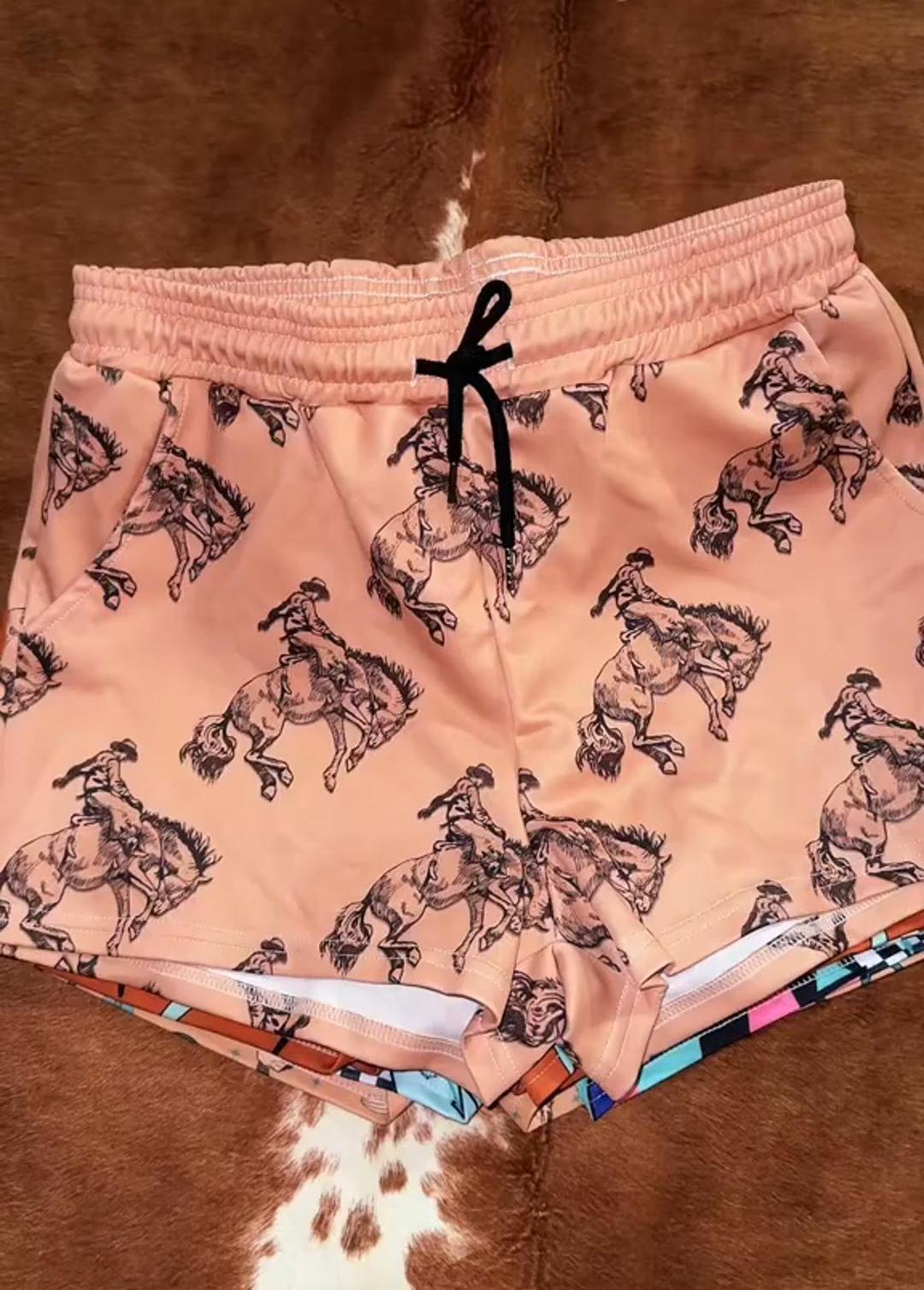 Women's Western Cowboy Print Shorts