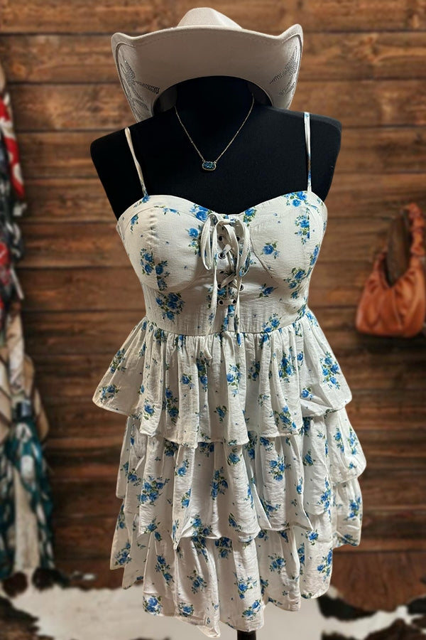 Floral Print Tiered Ruffle Mini Dress