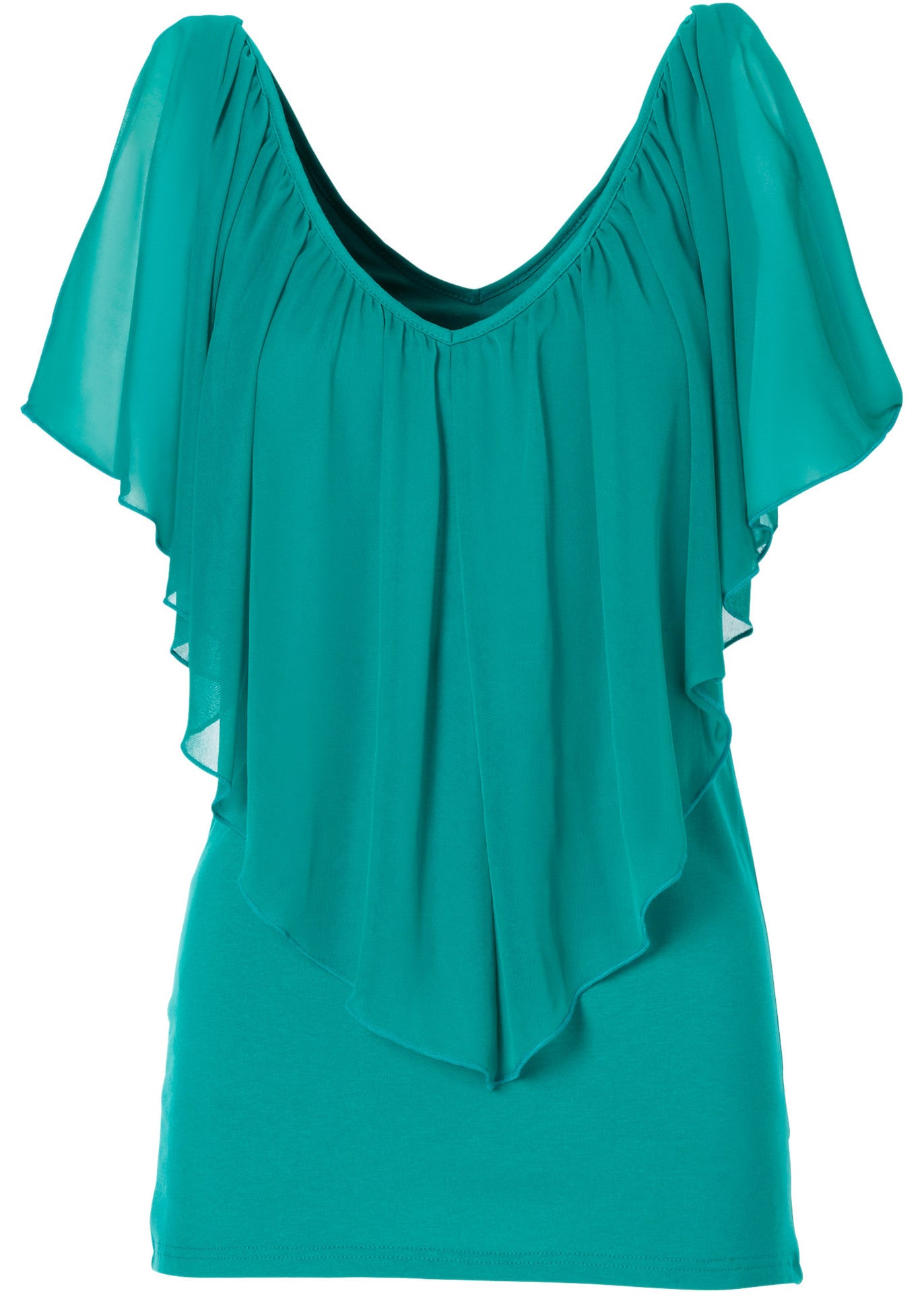 Boho V-Neck Cold Shoulder Ruffle Chiffon Top