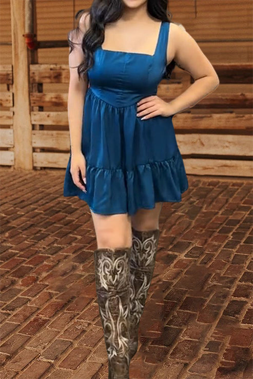 Suspender Ruffle Mini Dress