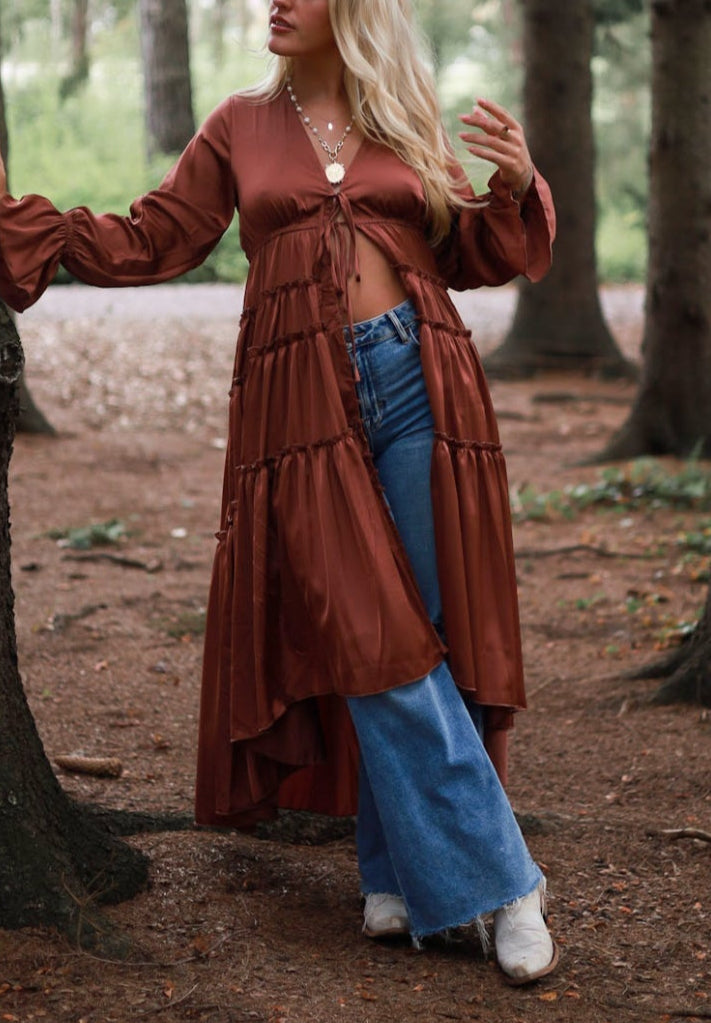 Folklore Duster Dress - Rust