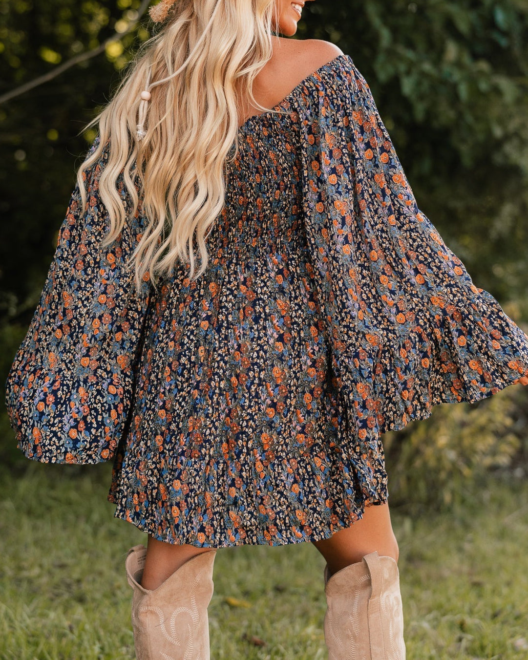 She's A Catch Bell Sleeve Mini Dress
