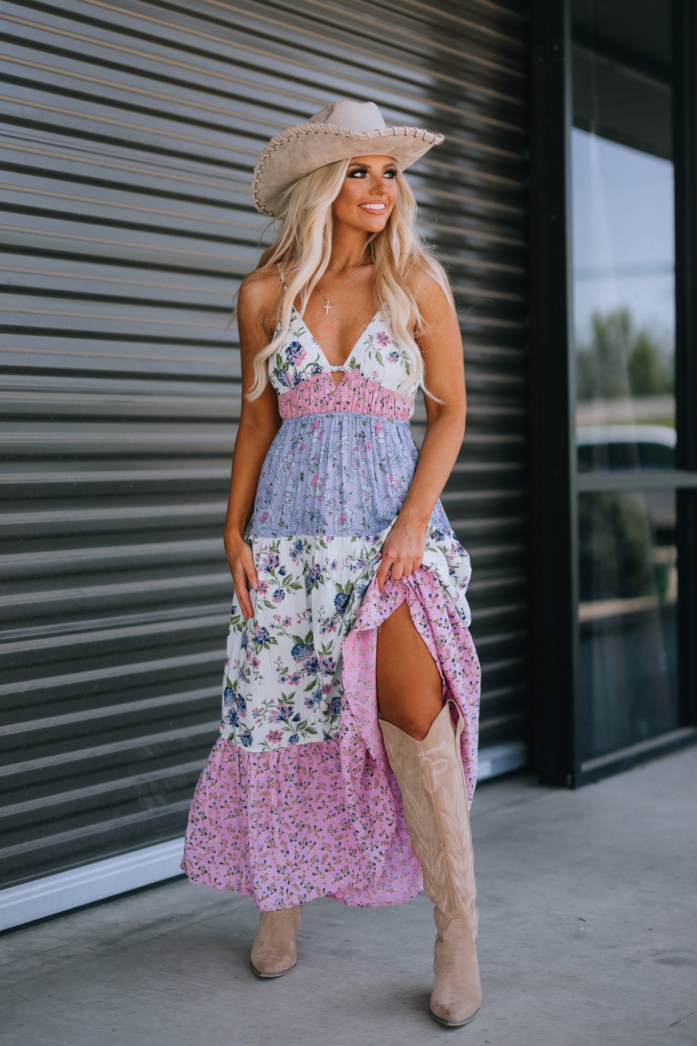 Priscilla Patchwork Floral Maxi Dress