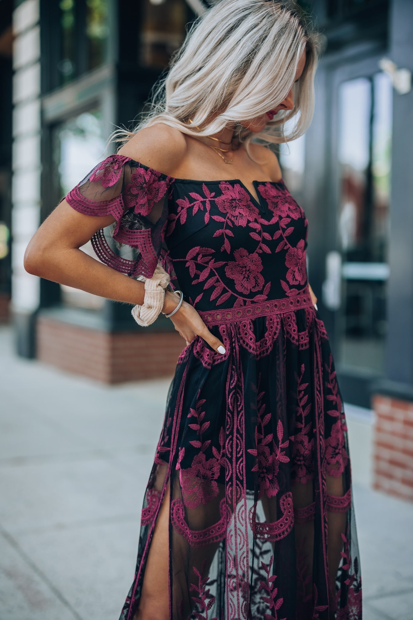 Canyon Lace Romper Dress (Black)