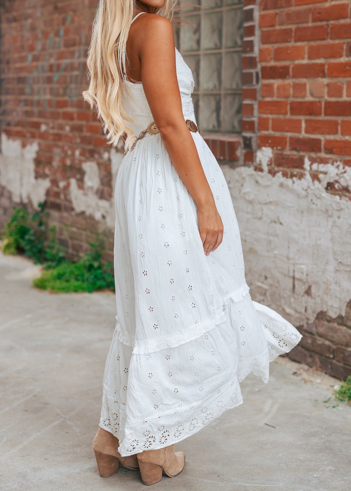 Say You're Mine Eyelet Midi Dress (Ivory)