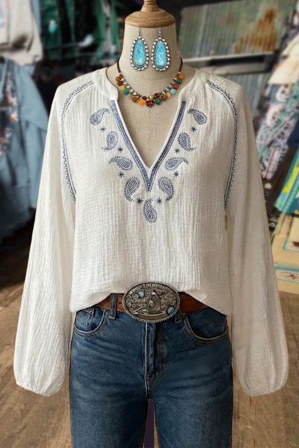 Paisley Embroidered Boho Tunic