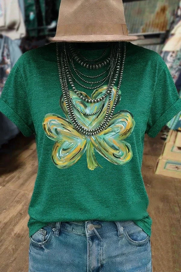 St.Patrick's Day Print Round Neck T-Shirt