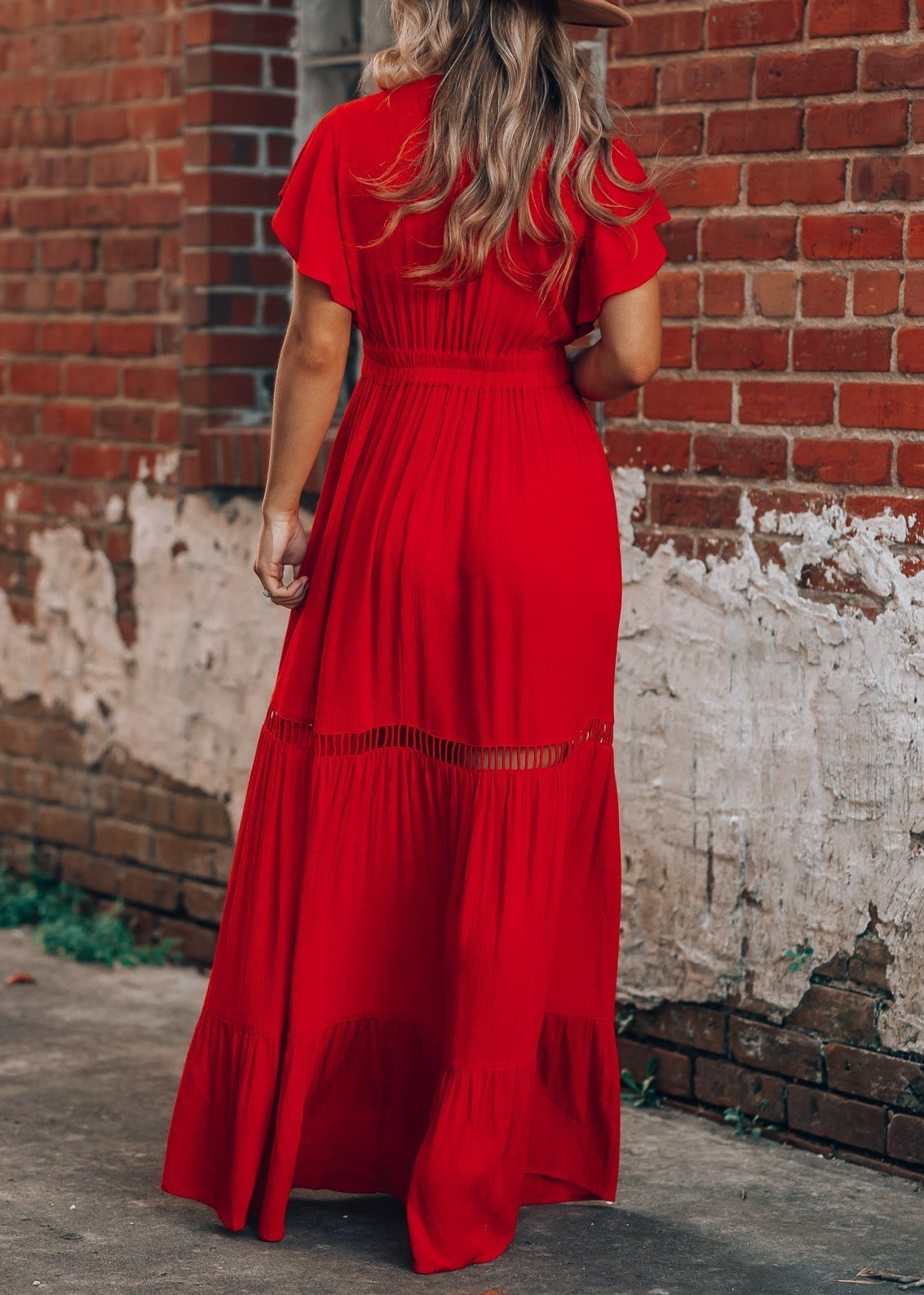 Skylar Embroidered Maxi Dress (Red)