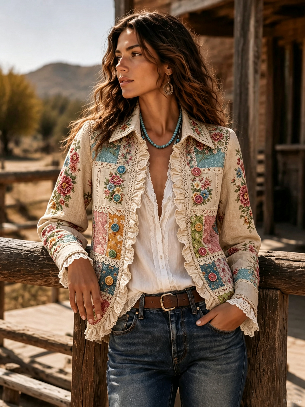 Multicolor Floral Patchwork Jacket