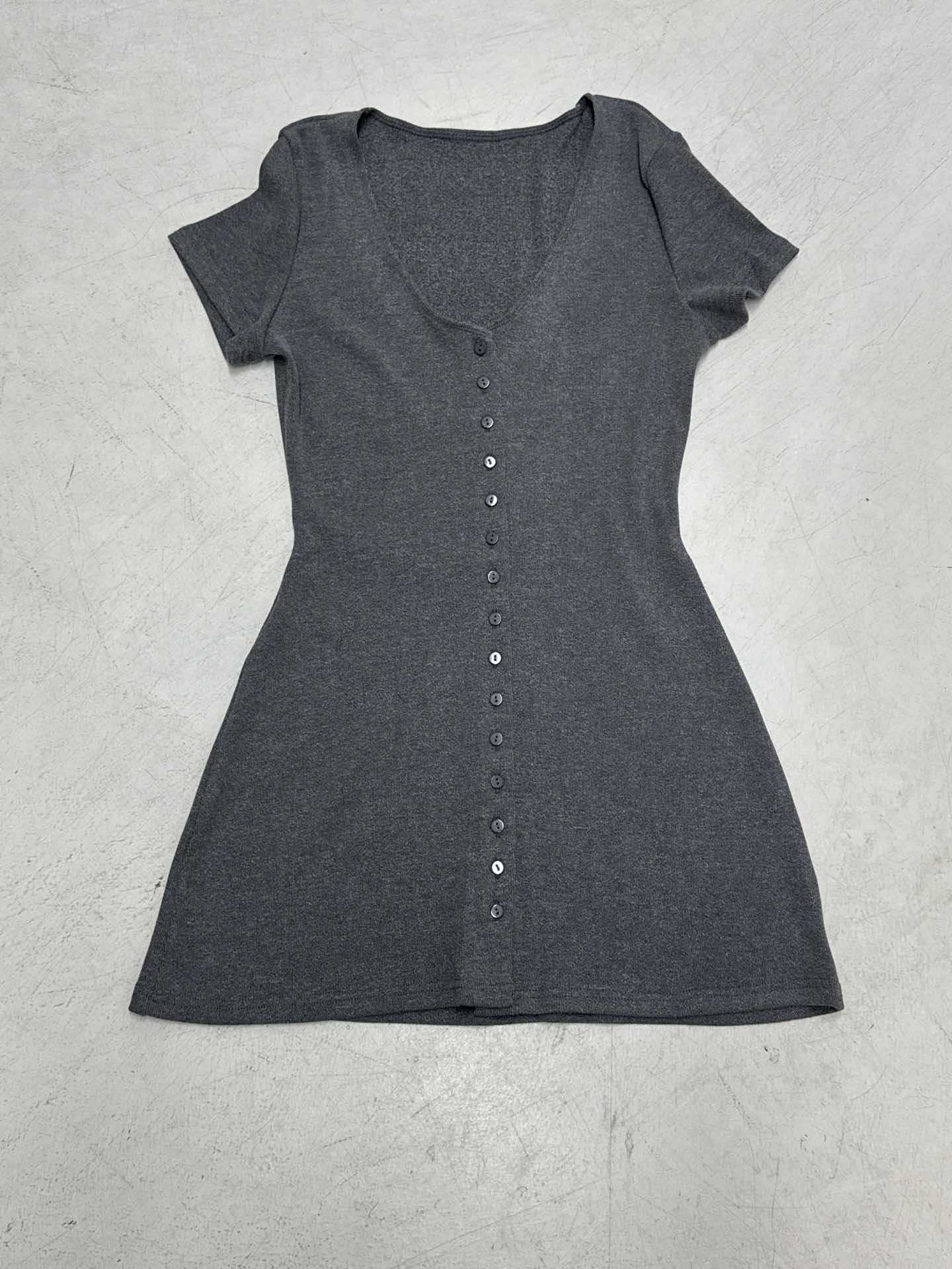 Boho V-Neck Button-Front Knit Bodycon Mini Dress
