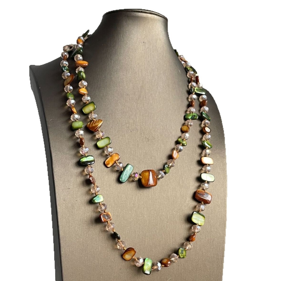 Vintage Bohemian Double Layer Irregular Shell Beaded Necklace, Retro Luxury Vacation Clavicle Chain