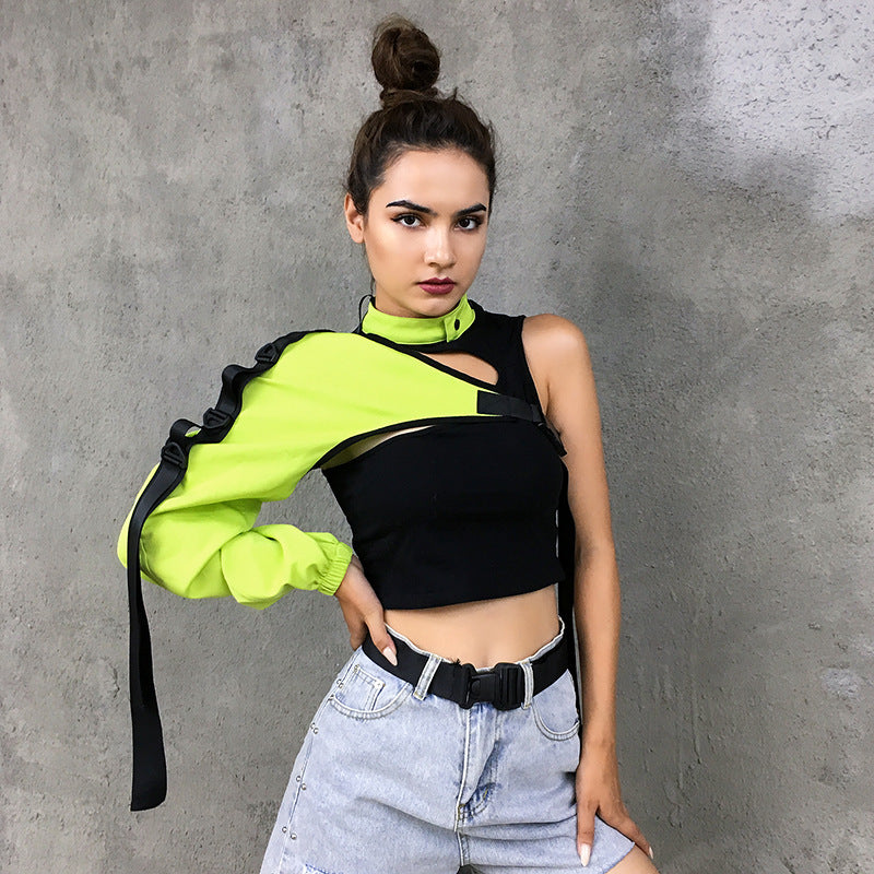 Boho Irregular One-Sleeve Hooded Leather Techwear Arm Warmer Collection