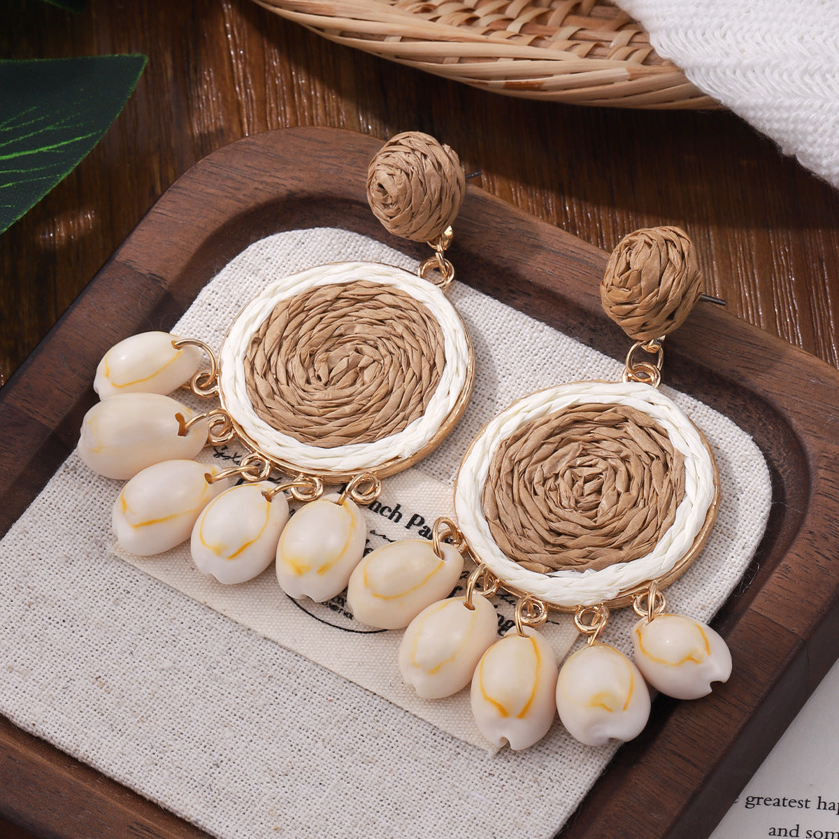 Boho Natural Material Woven Earrings Collection | Ethnic Style Niche Design Vacation Jewelry