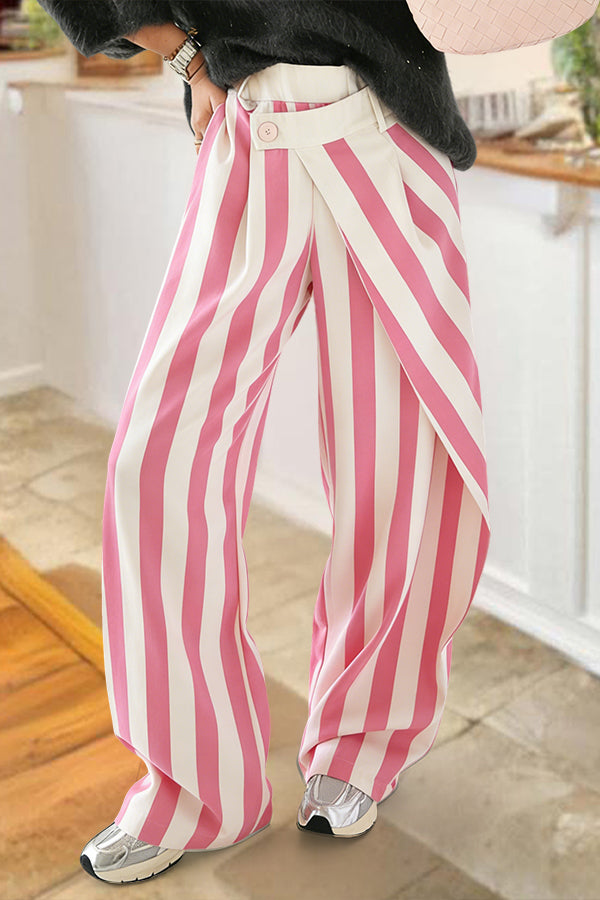 Striped Flowy Asymmetrical Pants