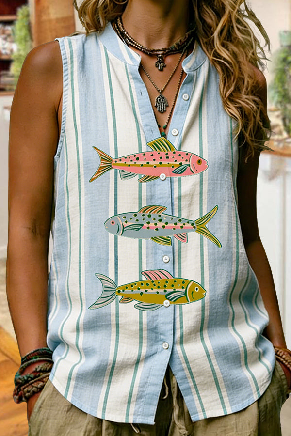 Retro Striped Fish Vest