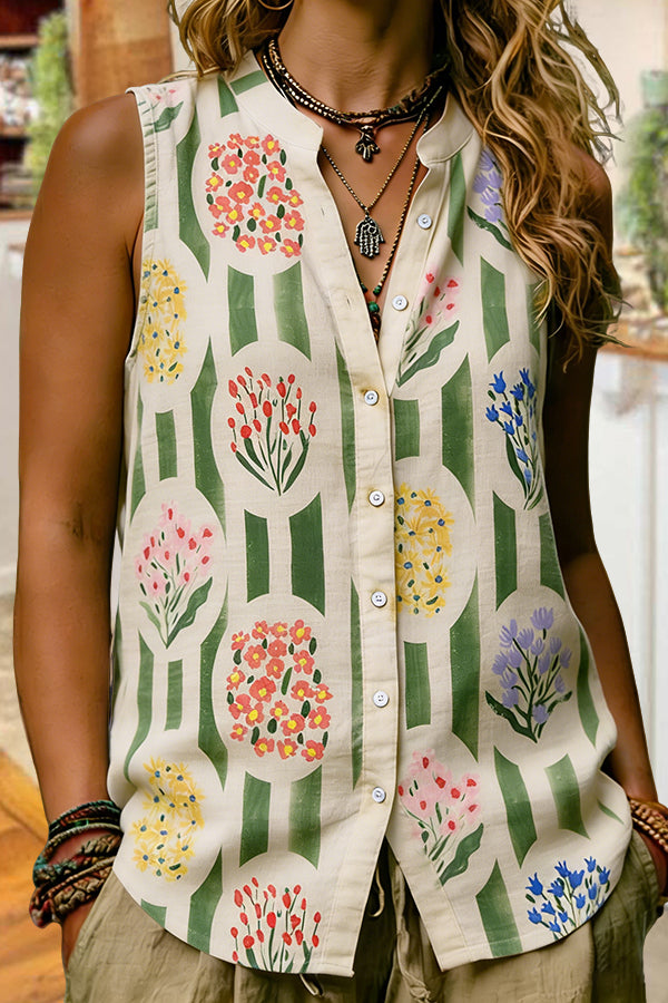 Resort Striped Floral Vest