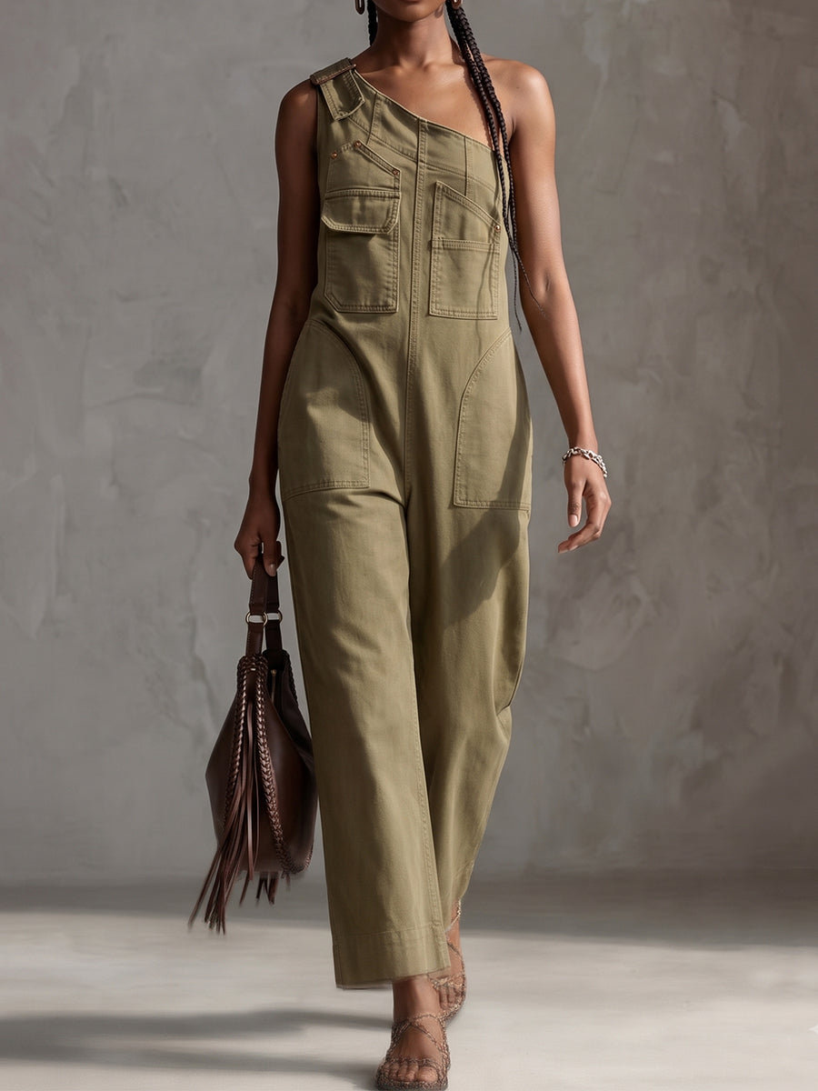 Olive Green Asymmetric Jumpsuit