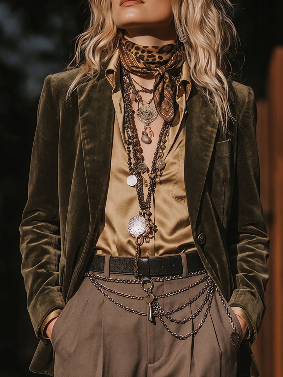 Olive Velvet Blazer