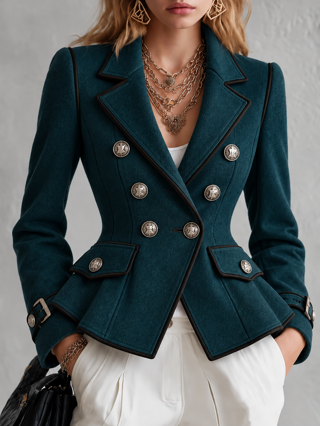 Teal Double Breasted Blazer