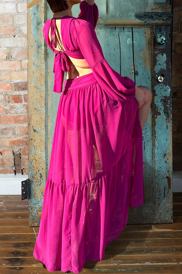 Hollow V-Neck Maxi Dress