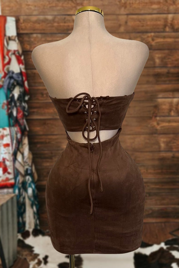 Bootstitch Strapless Suede Mini Dress