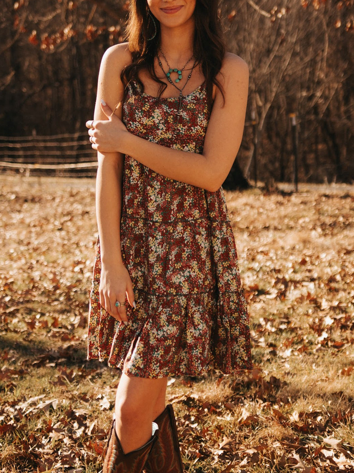 Retro Printed Sling Short Dress