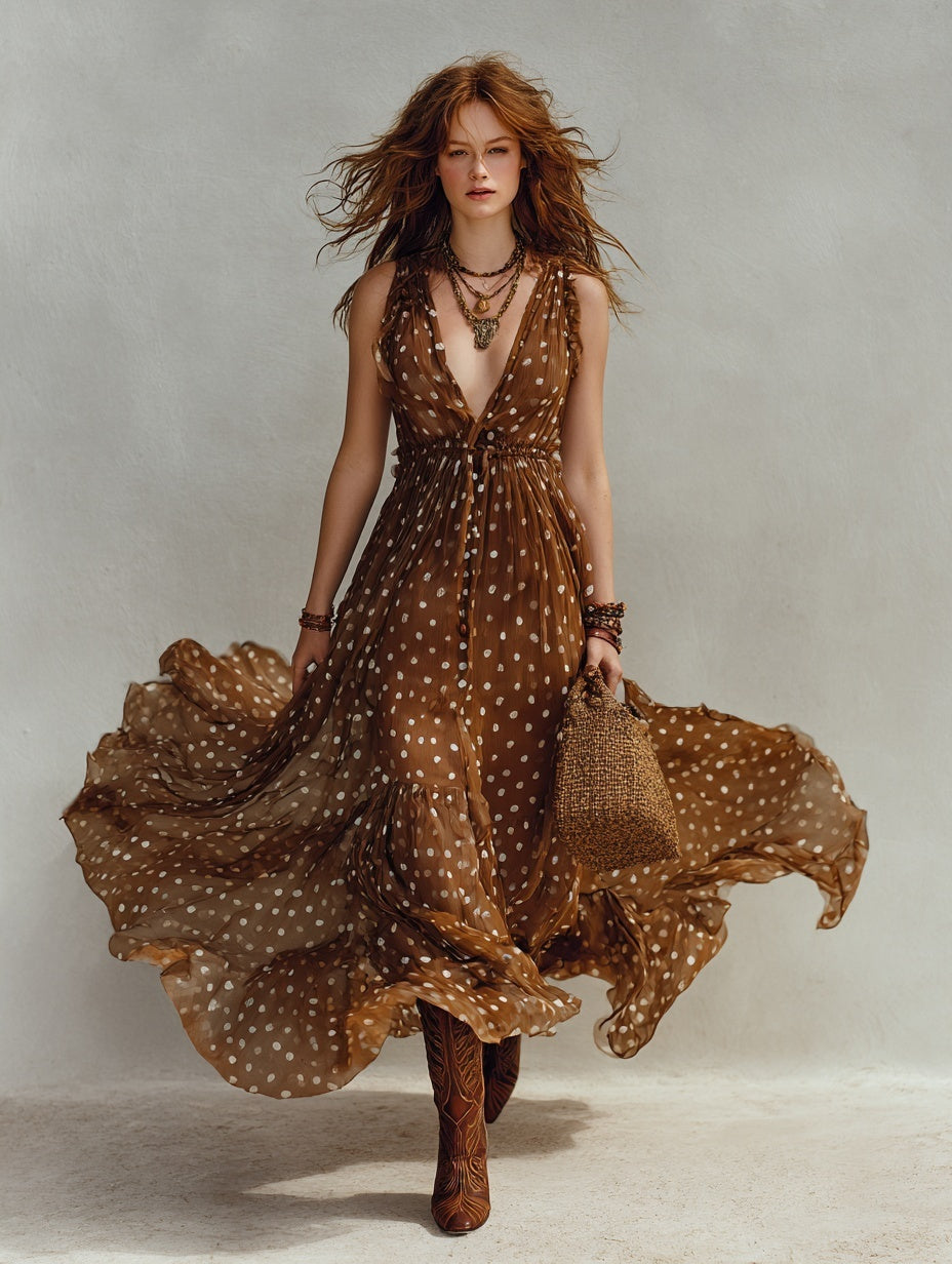 Polka Dot V-Neck Dress