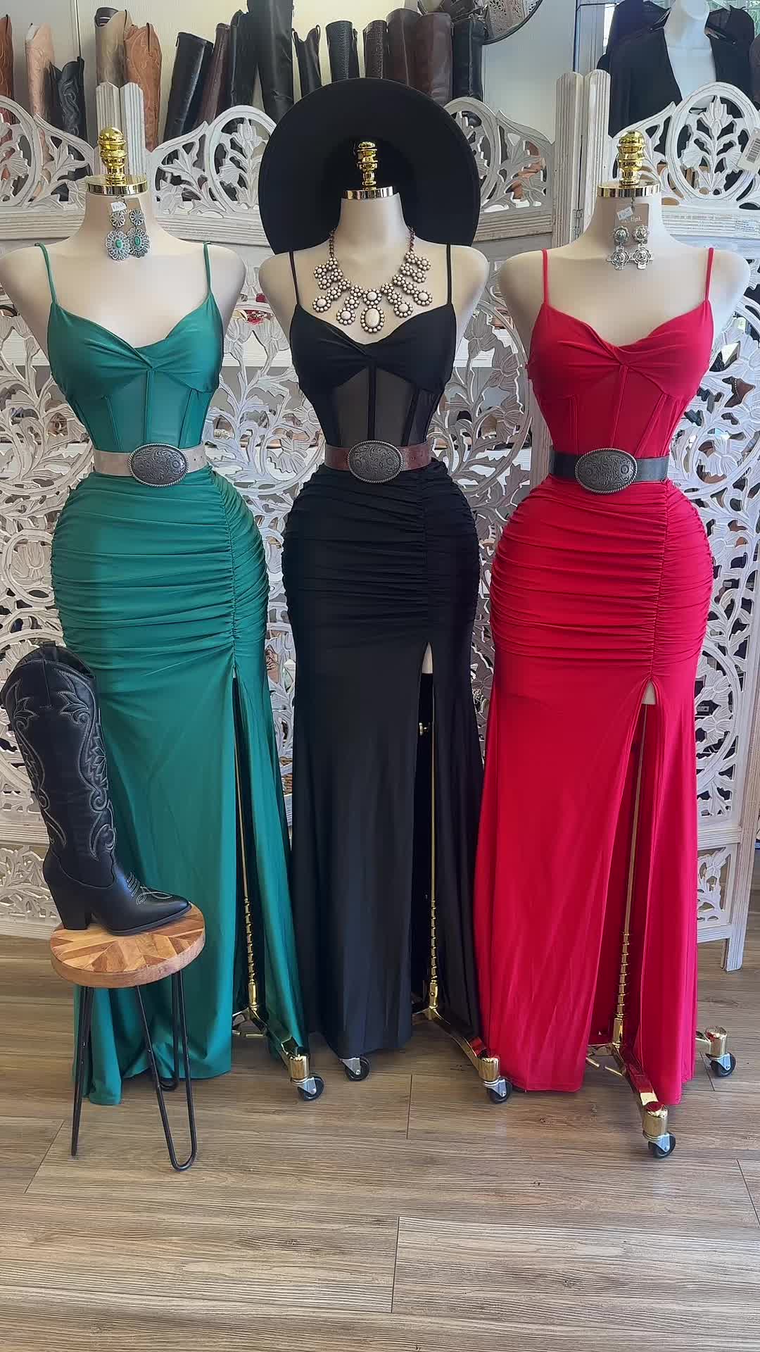 Western Siren Ruched Maxi Dress