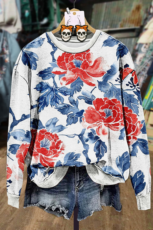 Mixed Floral Print Sweatshirt