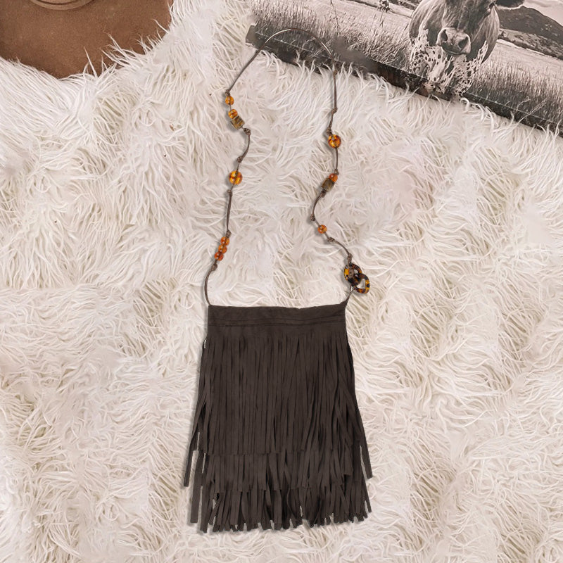 Vintage Drawstring Tassel Shoulder Bag