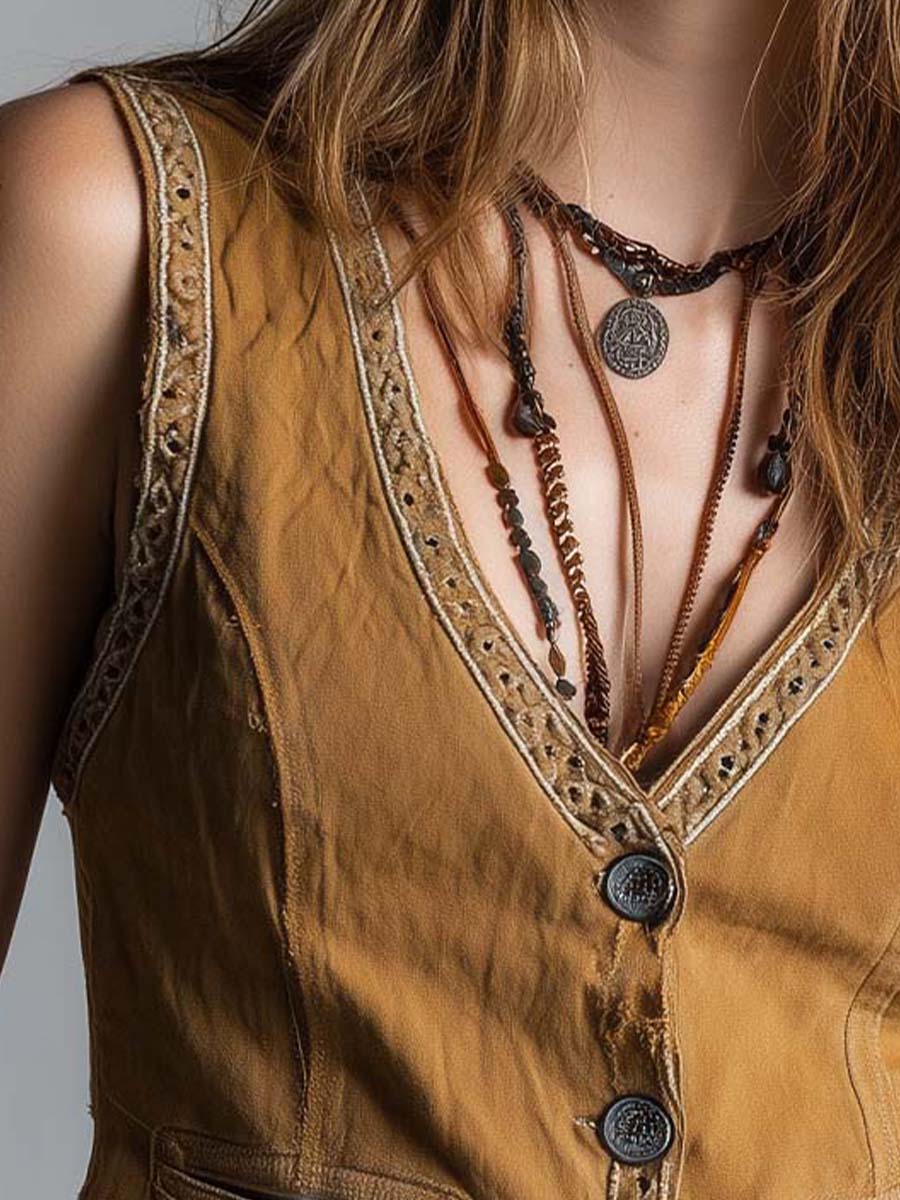 Western Bohemian Style Vintage Washed  Vest