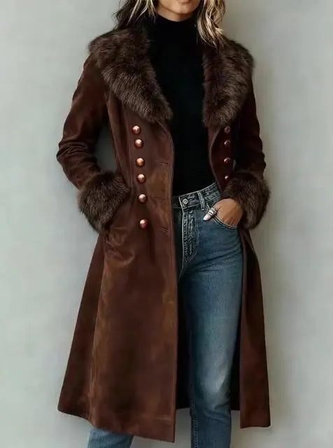 Women'S Casual Retro Fur Collar Coat