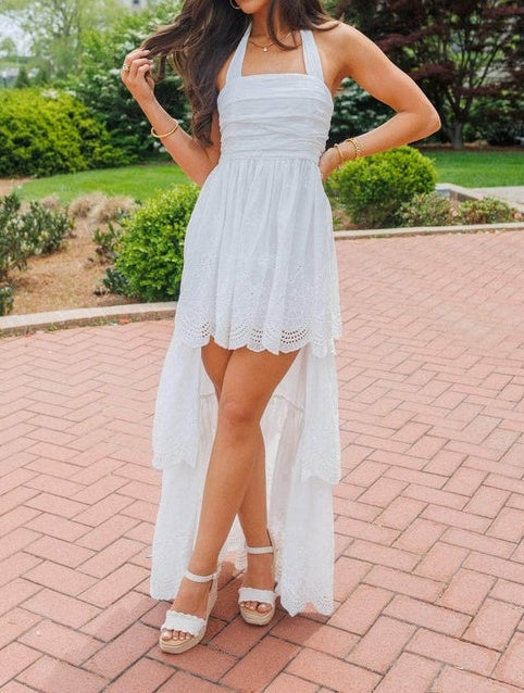 Eyelet High Low Maxi Dress