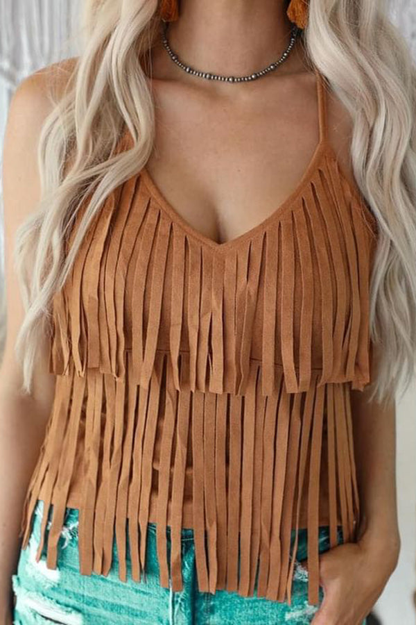 Fashion Suede Tassel Vest