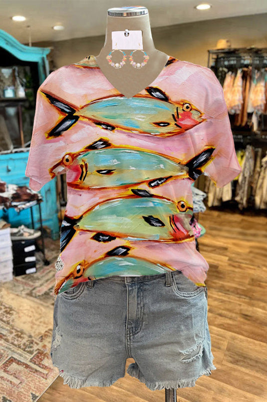 Cozy Unique Fish Print Tee