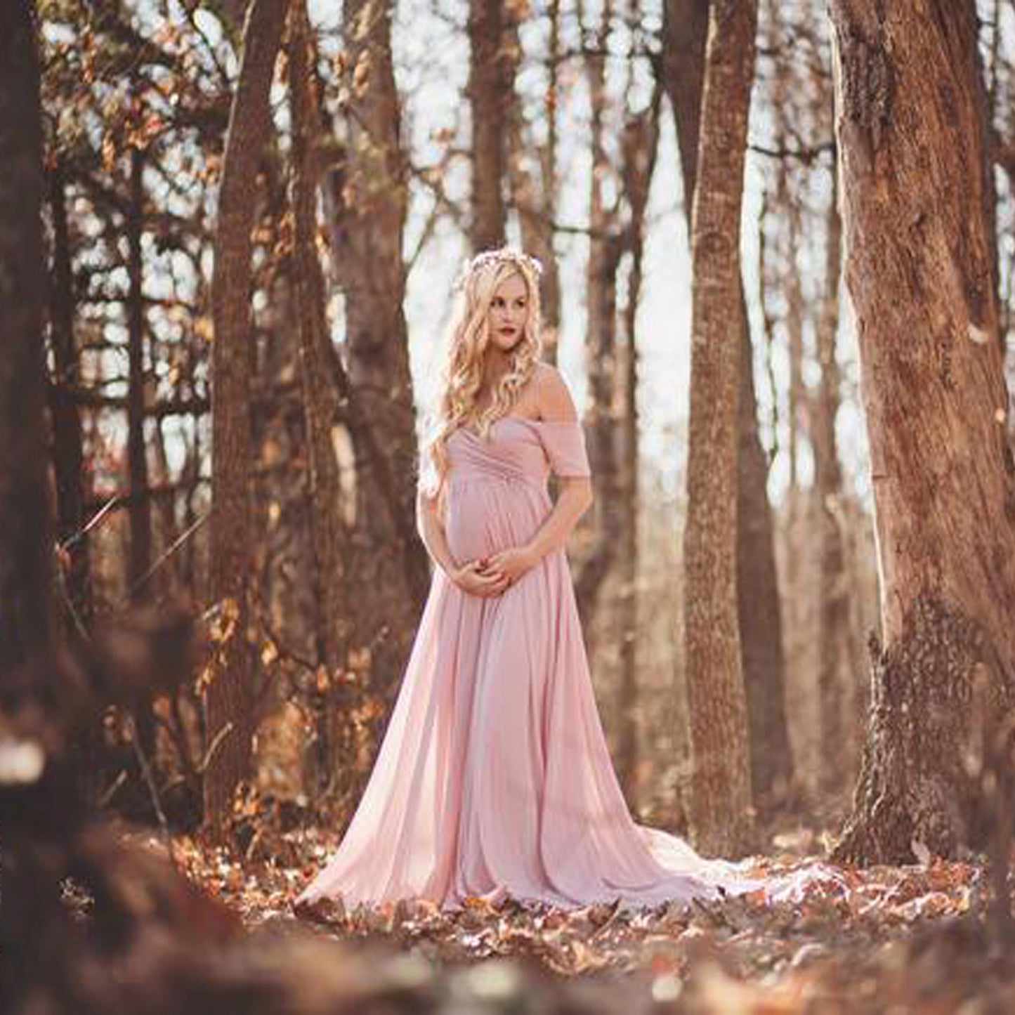 Boho Chiffon Train Maternity Photoshoot Gown