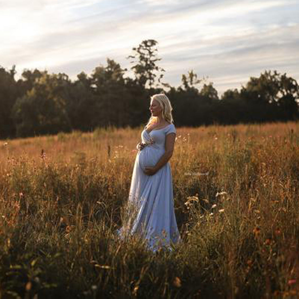 Boho Chiffon Train Maternity Photoshoot Gown