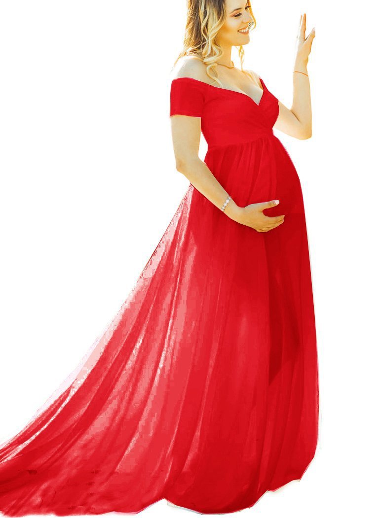 Boho Chiffon Train Maternity Photoshoot Gown